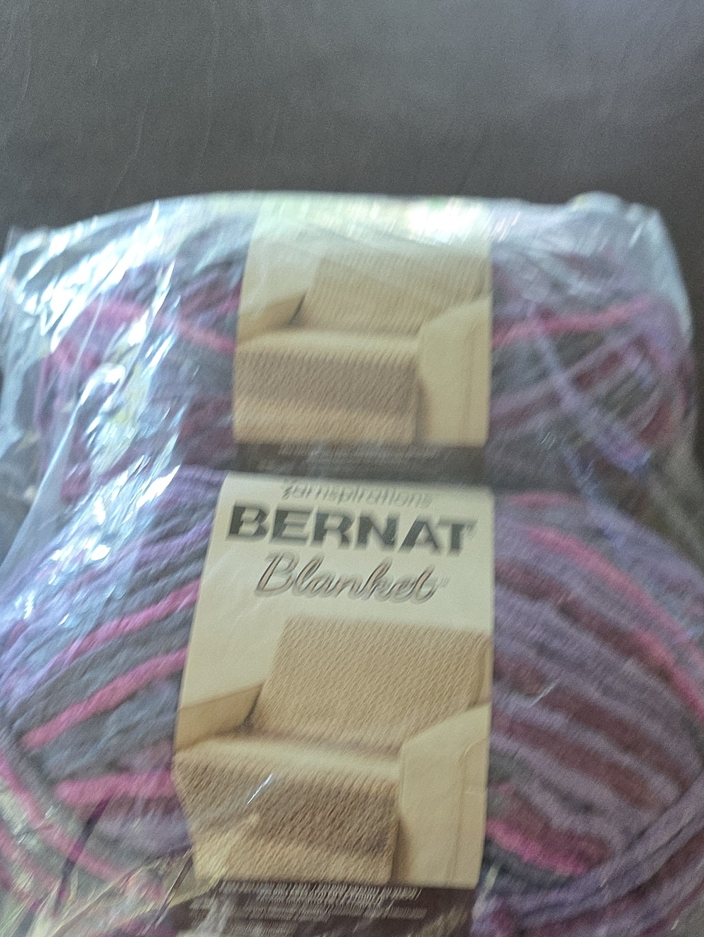 Bernat Striped Knit Blanket Throw - Gray & Purple 2pk